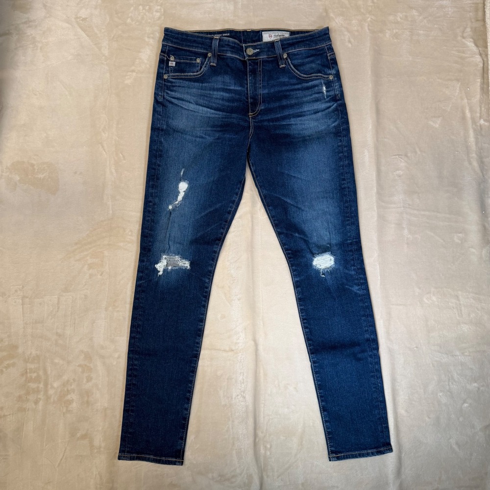 AG Adriano Goldschmied Farrah Skinny Ankle Jeans Womens Size‎ 30 Blue Distressed